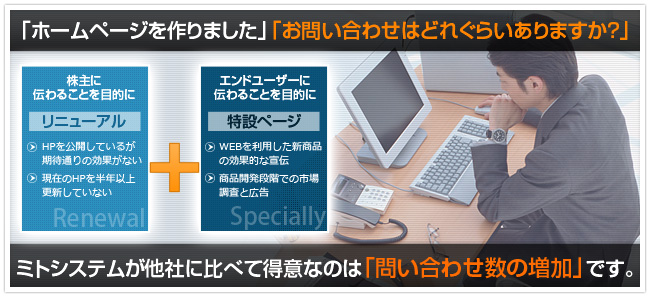 ミトシステムが他社に比べて得意なのは「問い合わせ数の増加」です。